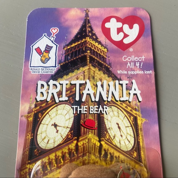 McDonalds TY Beanie Baby Britannia The Bear Rare With 2Tag Errors 1993 OAKBROOK - Picture 2 of 6